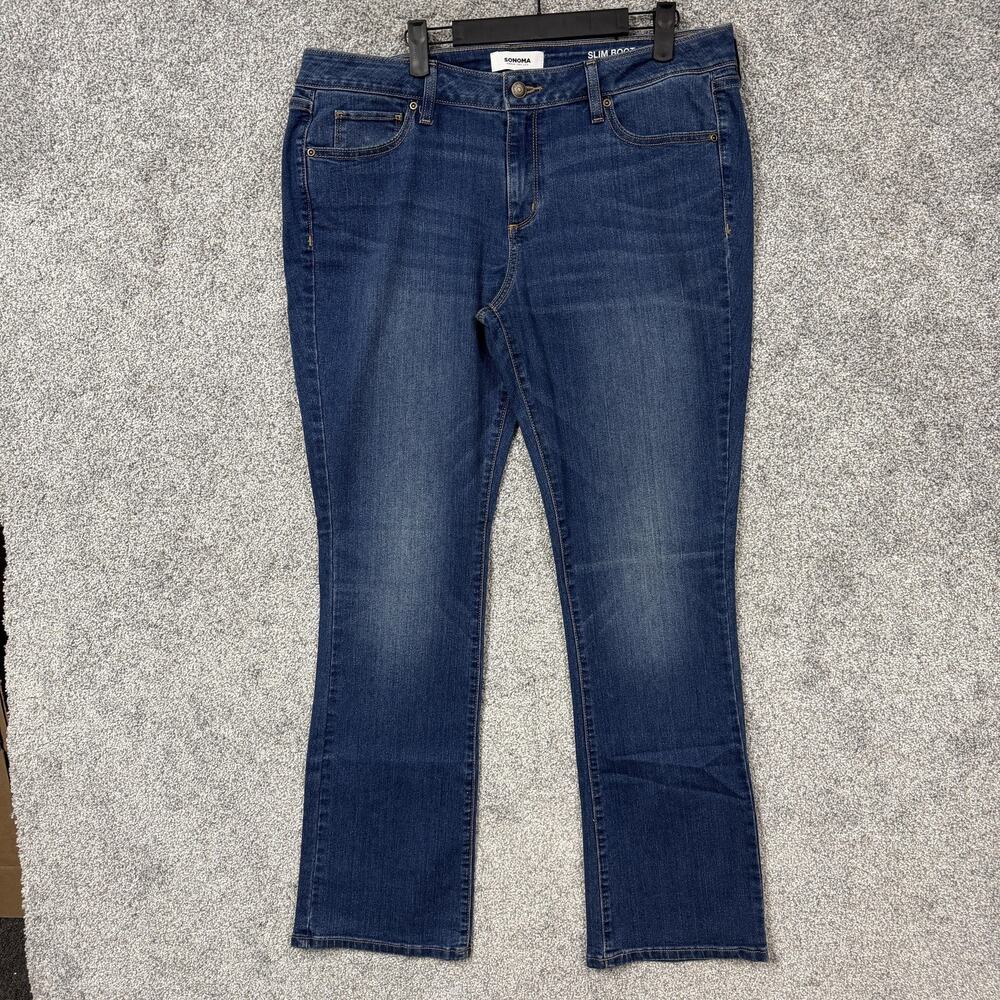 Sonoma Slim Boot Jeans Womens 14 Blue Med Wash Mid Rise Stretch Denim 37x31